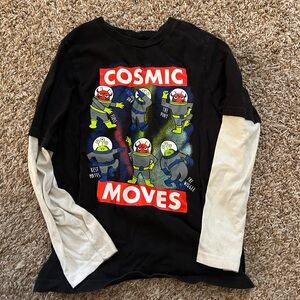 $1 add to bundle - Garanimals Black and Cream Cosmic Moves Long Sleeve Tee